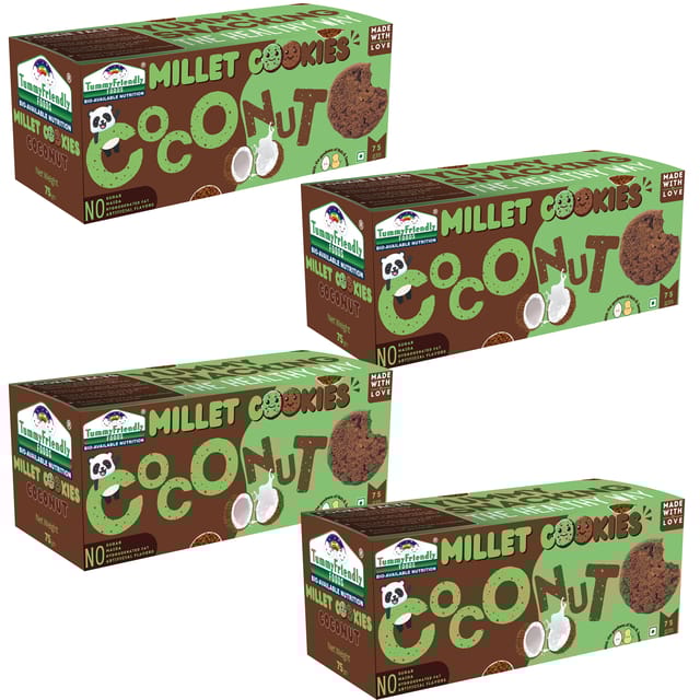 Tummy Friendly Foods Millet Cookies - Coconut - 4 Packs - 75 g each