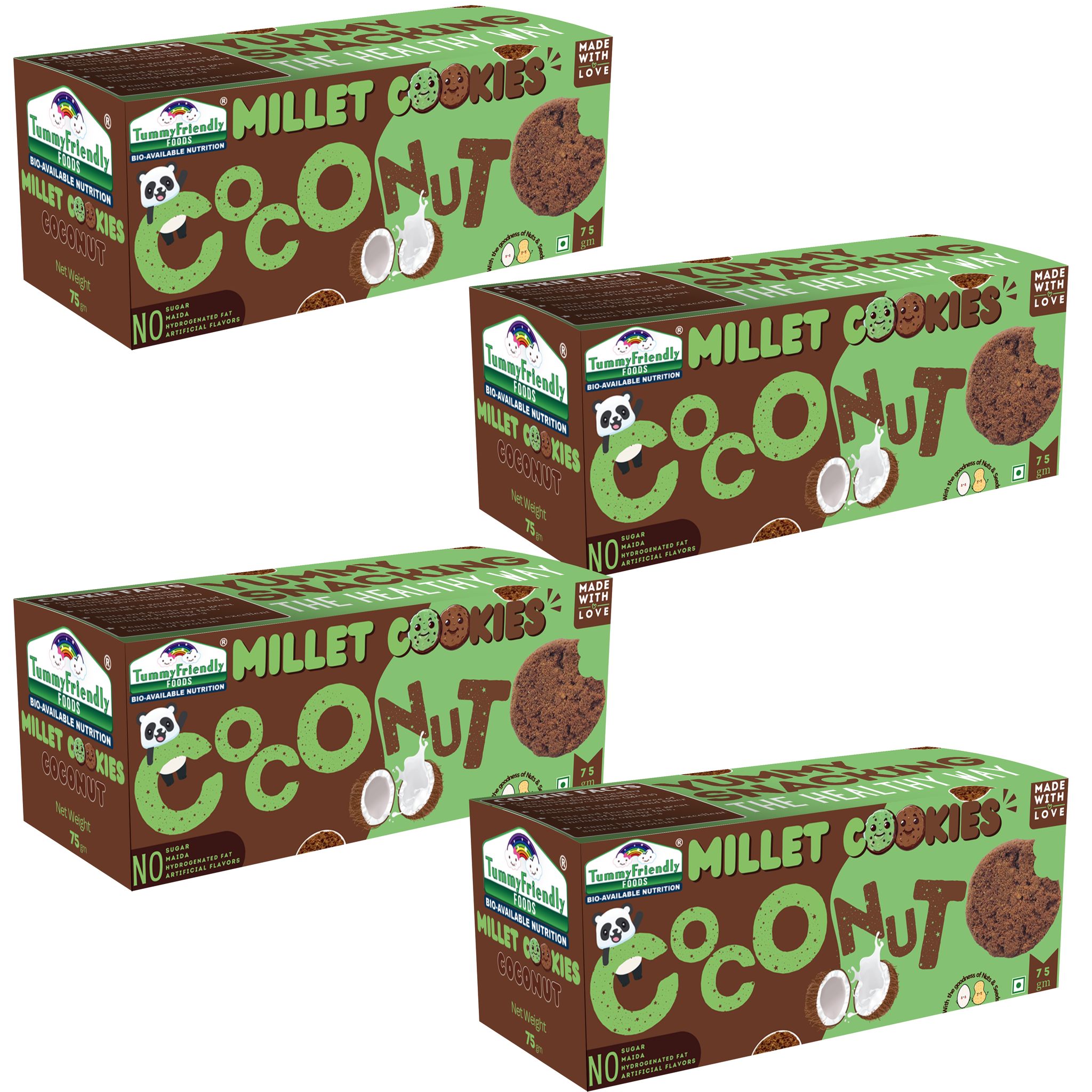 Tummy Friendly Foods Millet Cookies - Coconut - 4 Packs - 75 g each