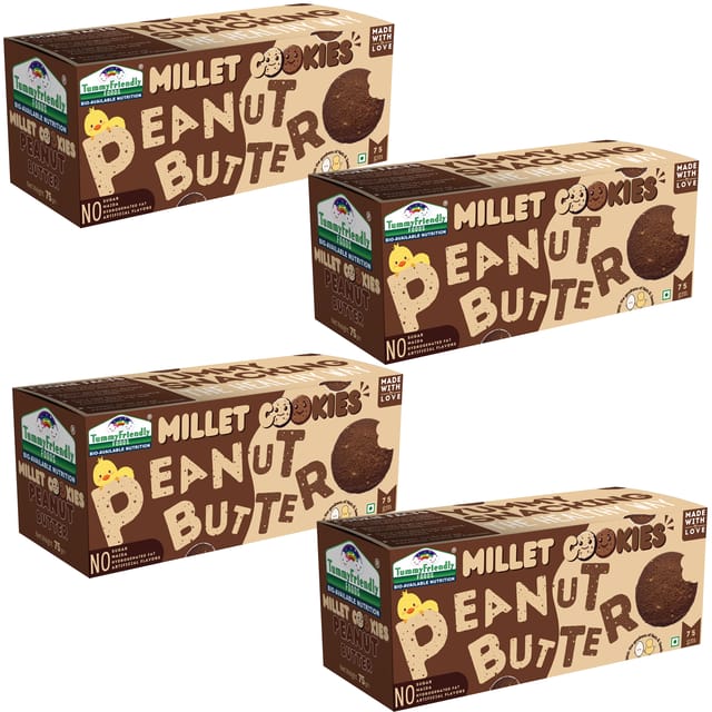 Tummy Friendly Foods Millet Cookies - Peanut Butter- 4 Packs - 75 g each.
