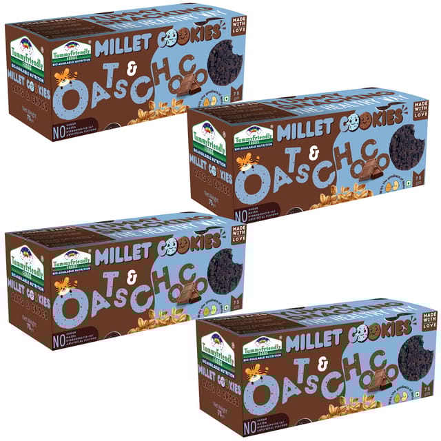 Tummy Friendly Foods Millet Cookies - Oats and Chocolate - 4 Packs - 75 g each
