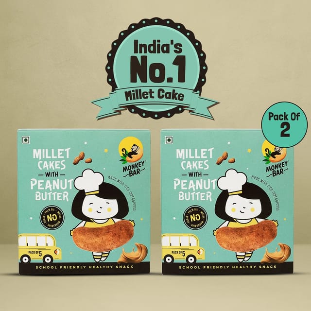 Monkey Bar - Millet Cakes Peanut Butter (Pack of 2)