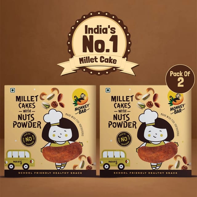 Monkey Bar - Millet Cakes with Nuts Powder (Pack of 2)