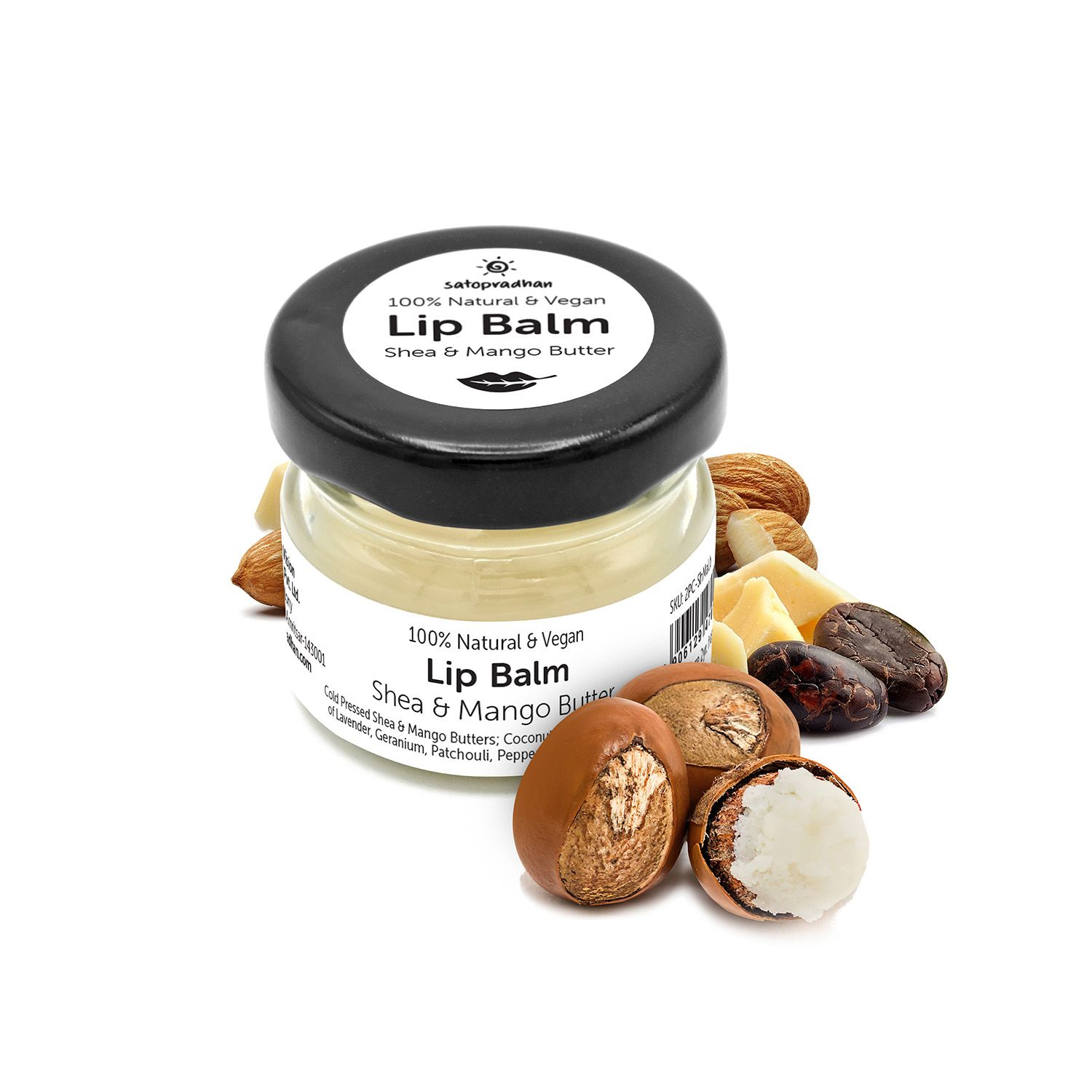 Lip Balm Shea & Mango Butter 15g - Vegan with all Natural Ingredients | Lip Balm Moisturizer for Dry Lips | Suitable for Kids, Men & Women