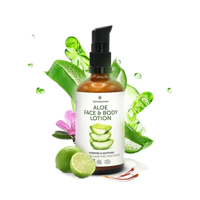 Aloe Face & Body Lotion 100ml |  Lightweight & Non Sticky Moisturiser | Face & Body Cream | Natural, Pure & Vegan | Natural Face Lotion| Natural Moisturizer
