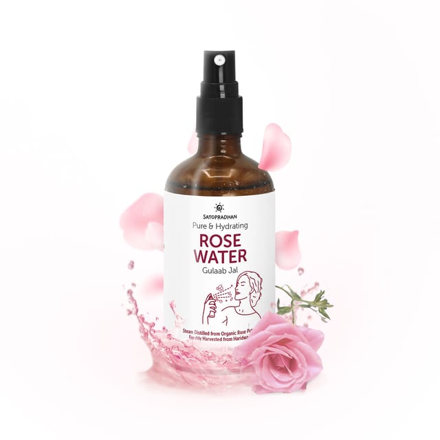 Pure Rose Water (Hydrosol) 100ml | Organic Rose Floral Water for Pore Reduction, Toning & Hydration | Facial Tonic Mist | Steam Distilled Rose Water Spray - Face Mist - Rose Hydrosol for Face - Gulab Jal for Sensitive Skin
