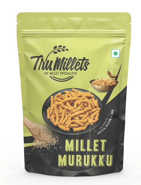 Trumillets 125 Gm Healthy Millet Snack for Kodo Millet Murukku | Indian Masala Crispy Namkeen | Healthy and Hygienic Snacks | High Protein & Fiber Snack | No Preservative