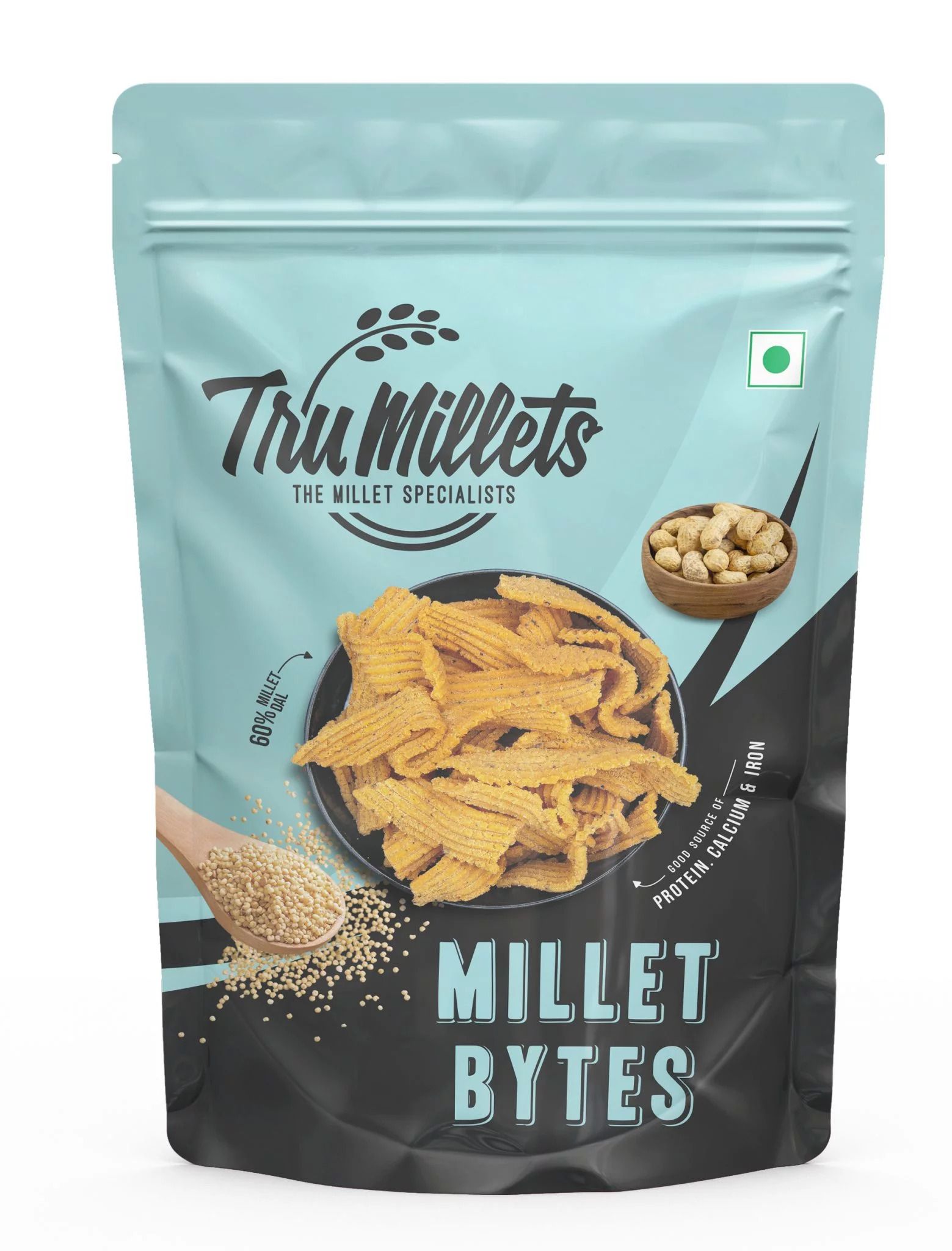 Trumillets Healthy Millet Snack for Kodo Millet Bites | Indian Masala Crispy Namkeen | Healthy and Hygienic Snacks | High Protein & Fiber Snack | No Preservative (Each 125 Gm Pack of 2)