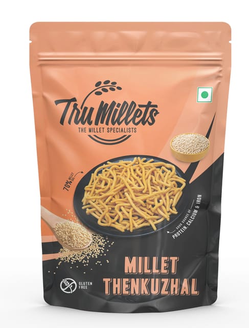 TruMillets Kodo Millet Thenkuzhal 125g | Authentic South Indian Snack | Crunchy & Tasty Thengol | No Palm Oil | Ready-to-Eat | Healthy & Wholesome Millet Snack