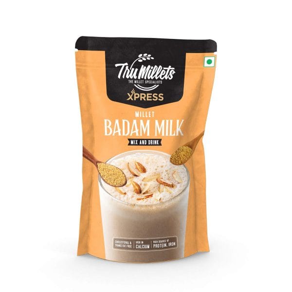 Trumillets Xpress - Healthy Millet Drink - Instant Mix | Nutrition for Adults (Both Men and Women) and Kids- Health,Strength and Energy| Gluten Free | No Preservatives| Badam Milk (Each 200g Pack of 2)