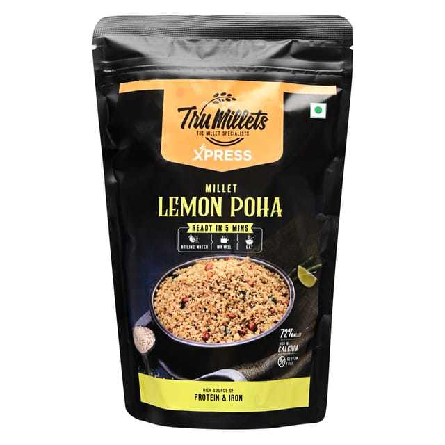 Trumillets 180gm Instant Kodo Millet Lemon Poha Powder Mix With Rice | Traditional Masalas Mix | Ready to Cook | Tasty Ready to Eat Lemon Poha | No Artificial Colors and Flavours