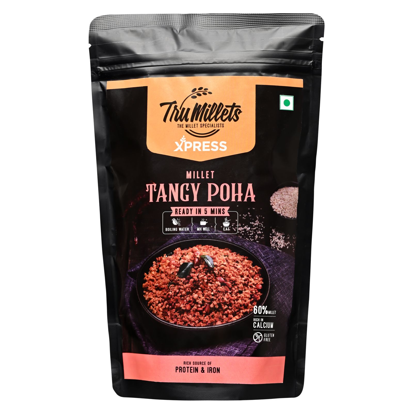Trumillets 180gm Instant Kodo Millet Tangy Poha Powder Mix With Rice | Traditional Masalas Mix | Ready to Cook | Tasty Ready to Eat Tangy Poha | No Artificial Colors and Flavours