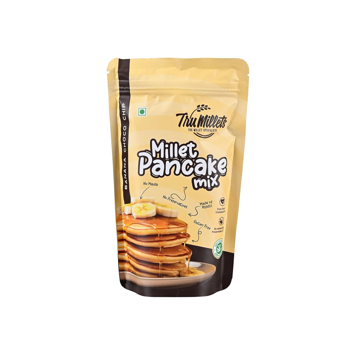 Trumillets Banana Choco Millet Pancake | Instant Breakfast Mix | 100% Vegetarian Eggless Healthy Breakfast for Kids & Adults | No Added Maida | No Refined Sugar (Each 150 Gm Pack of 2)
