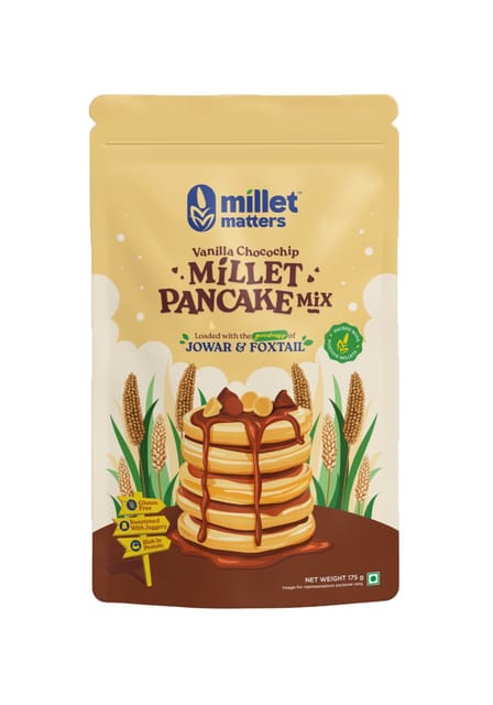 Millet Matters Instant Pancake Mix – Vanilla Chocochip – Jowar + Foxtail Millet | Sweetened with Jaggery | No Wheat, No Maida