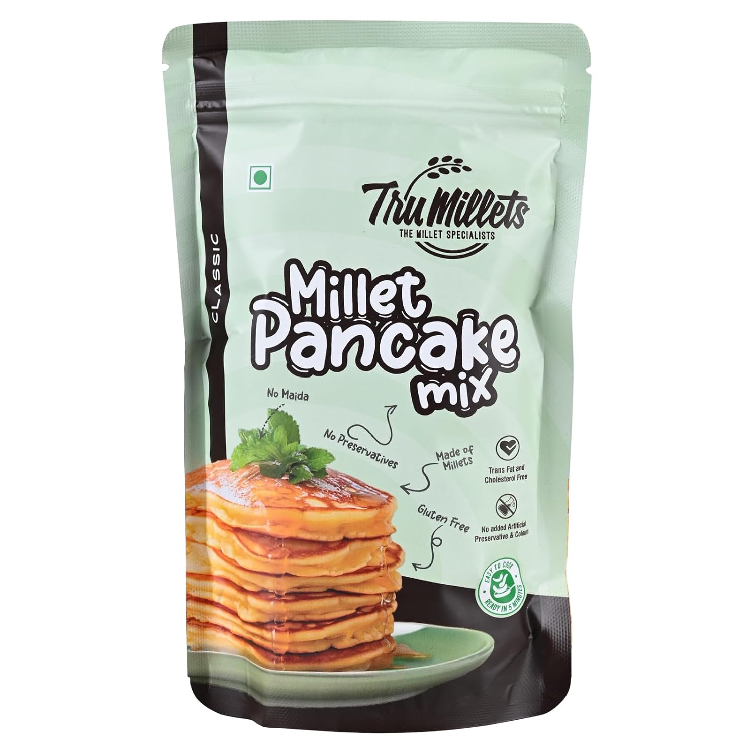 Trumillets Classic Millet Pancake | Instant Breakfast Mix | 100% Vegetarian Eggless Healthy Breakfast for Kids & Adults | No Added Maida | No Refined Sugar |Gluten Free (Each 150 Gm Pack of 2)