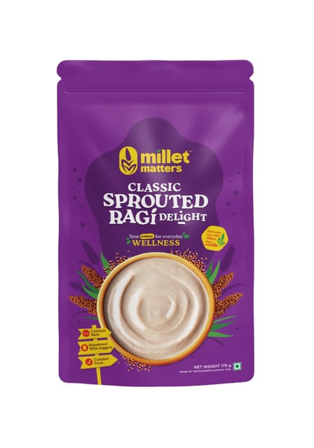 Millet Matters Classic Ragi Delight | Made with Sprouted Ragi | Calcium-Rich | Lightly Sweetened with Jaggery | 100% Natural