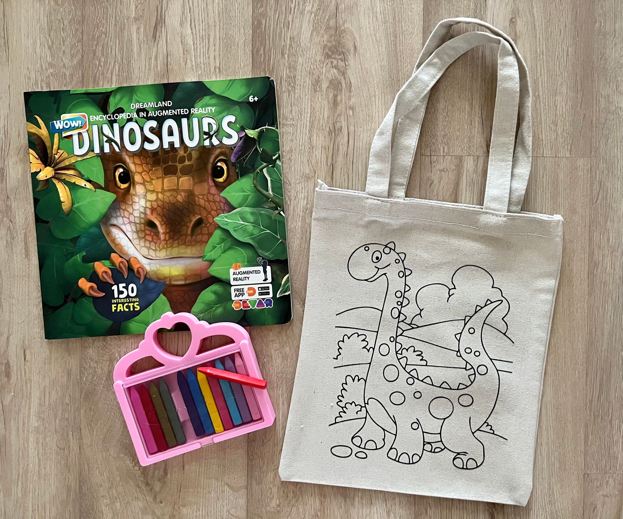 DIY Colouring Little Dinosaur Tote Bag