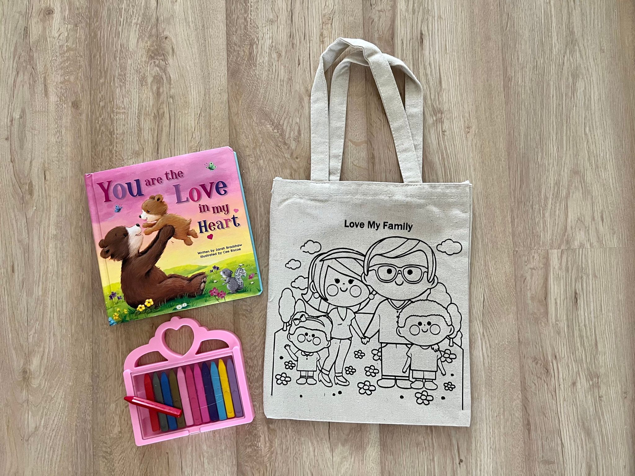 DIY Colouring Love my Family Tote Bag