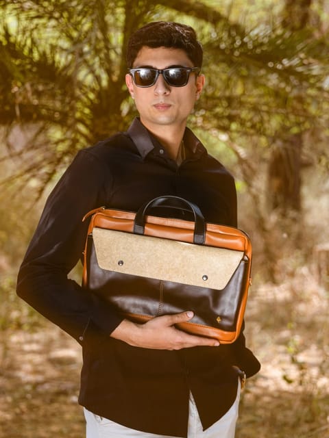 Green Hermitage Willow Vegan Leather Laptop Sleeve Black