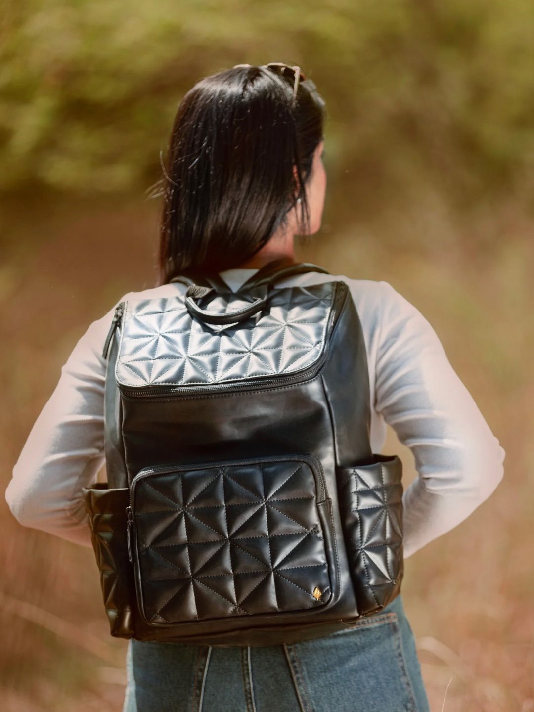 Green Hermitage Black Noir Vegan Leather Backpack