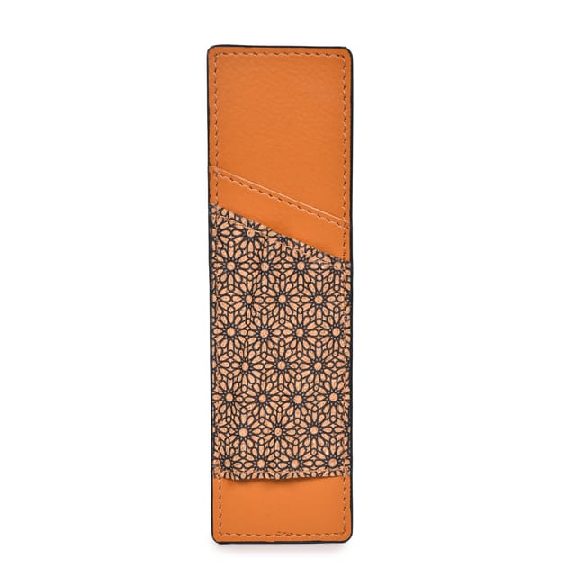 Green Hermitage Vegan Leather Bookmark with Pen Holder - Tan