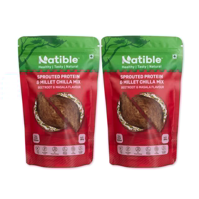 Sprouted Protein and Millet Chilla Mix Combo - Beetroot & Masala Flavor (Pack of 2)