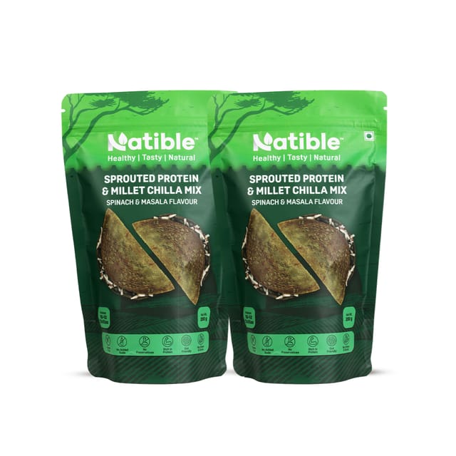 Sprouted Protein and Millet Chilla Mix Combo- Spinach & Masala Flavor (Pack of 2)