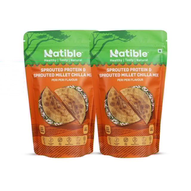 Sprouted Protein and Sprouted Millet Chilla Mix Combo- Peri Peri Flavor (Pack of 2)