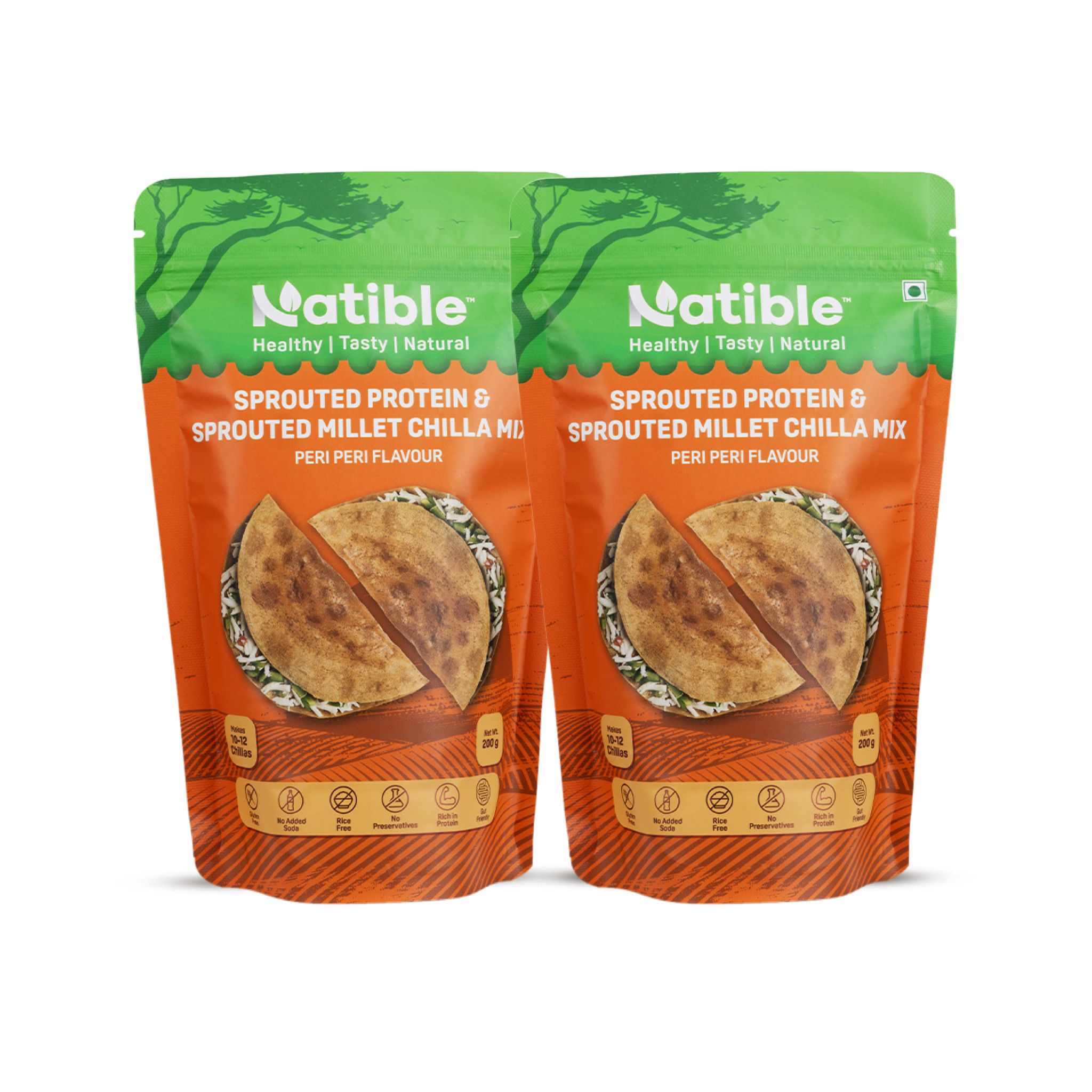 Sprouted Protein and Sprouted Millet Chilla Mix Combo- Peri Peri Flavor (Pack of 2)