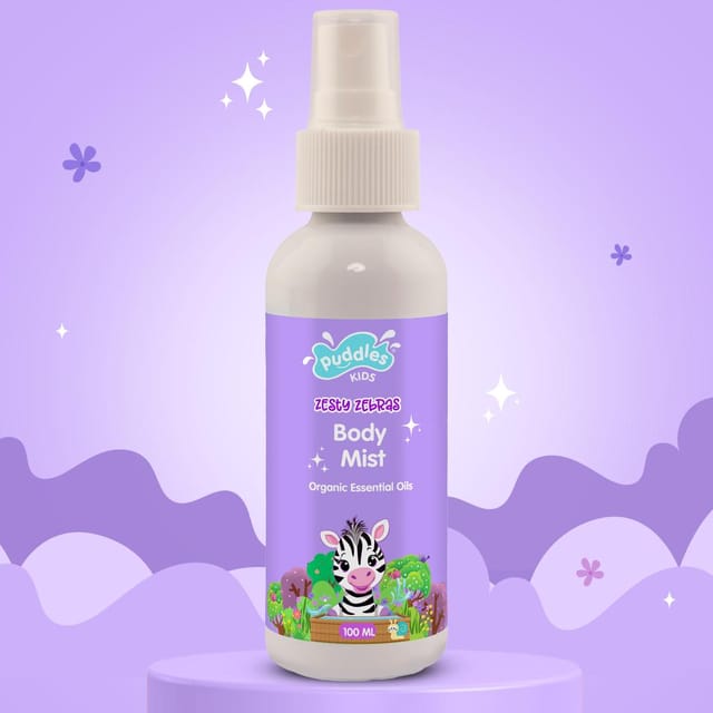 Puddles Kids Organic Mist| Zesty Zebra with Organic Essential Oils- 100 ML