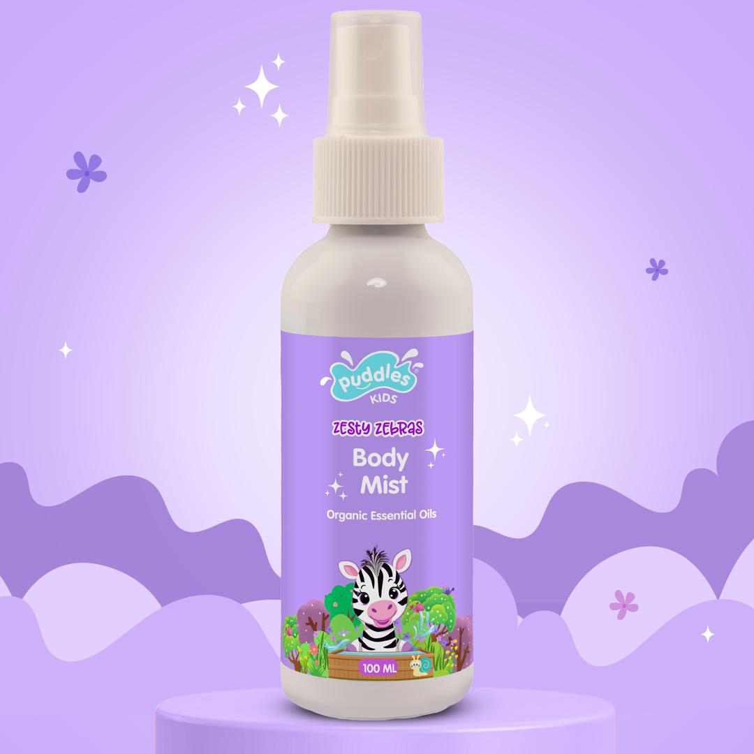 Puddles Kids Organic Mist| Zesty Zebra with Organic Essential Oils- 100 ML