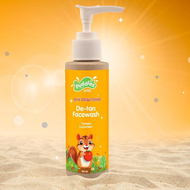 Puddles Kids Brightening De-Tan Face Wash- Gentle Sun Tan Removal- 100 ML