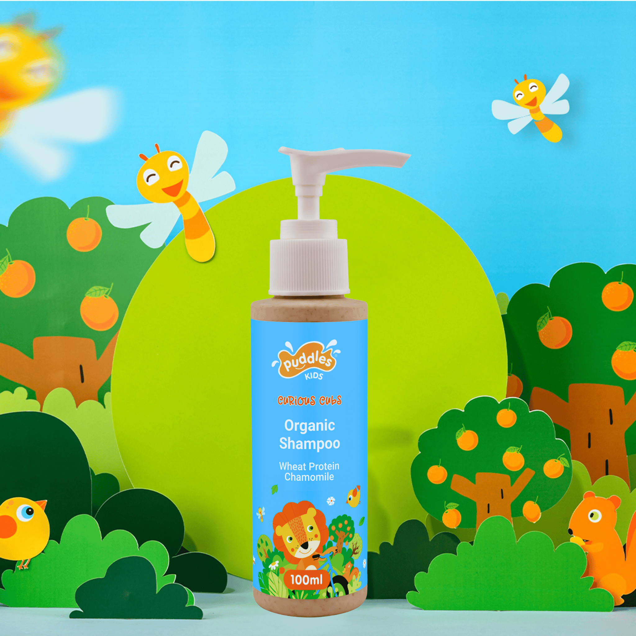 Puddles Kids Organic Sulfate Free Shampoo | Curious Cubs- 100 ML