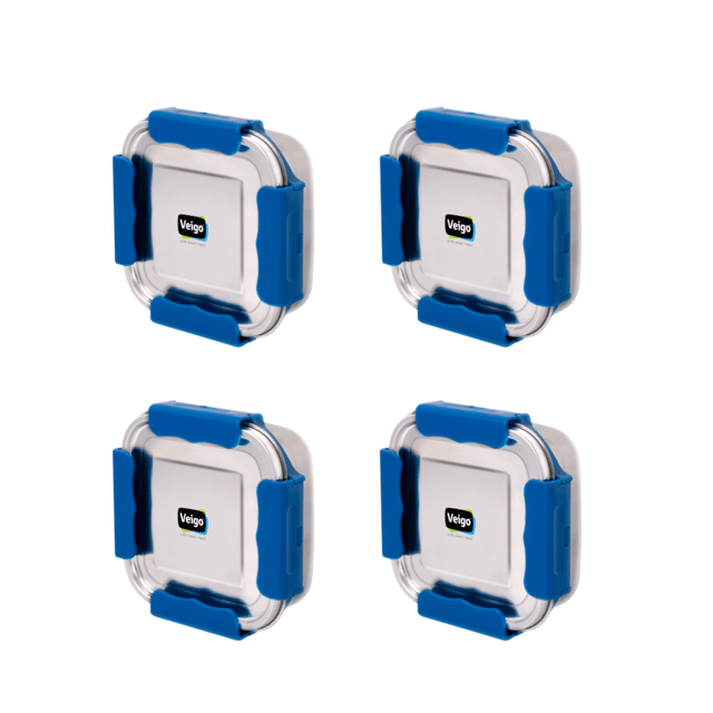 Veigo Outdoor Adventure - Set of 4 Stainless Steel Medium Lunch Boxes