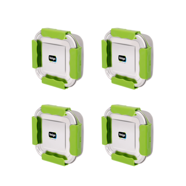 Veigo Outdoor Adventure - Set of 4 Stainless Steel Medium Lunch Boxes