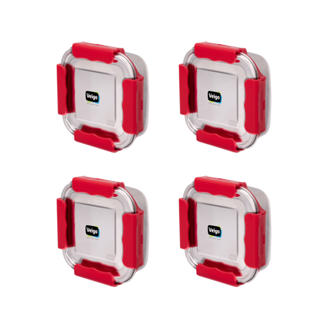 Veigo Outdoor Adventure - Set of 4 Stainless Steel Medium Lunch Boxes