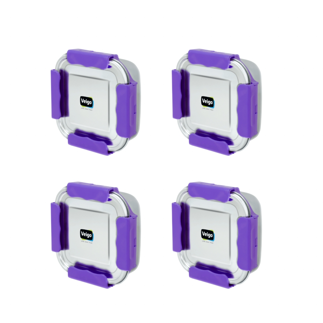 Veigo Outdoor Adventure - Set of 4 Stainless Steel Medium Lunch Boxes