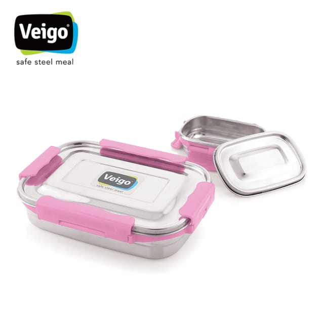 Veigo Maxosteel Jumbo Stainless Steel Lunch Box with Veg Box
