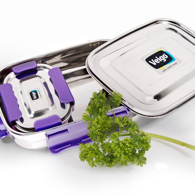 Veigo Maxosteel Jumbo Stainless Steel Lunch Box with Veg Box