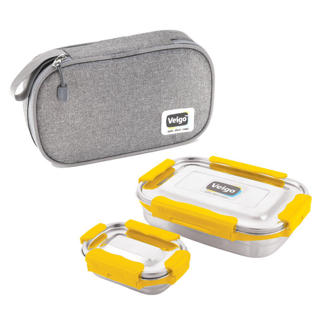 Veigo Maxosteel Jumbo Stainless Steel Lunch Box Set with Insulated Pouch