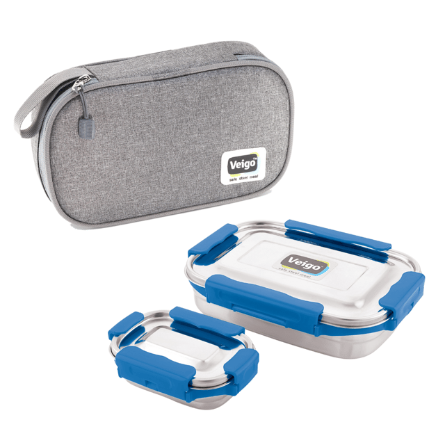 Veigo Maxosteel Jumbo Stainless Steel Lunch Box Set with Insulated Pouch