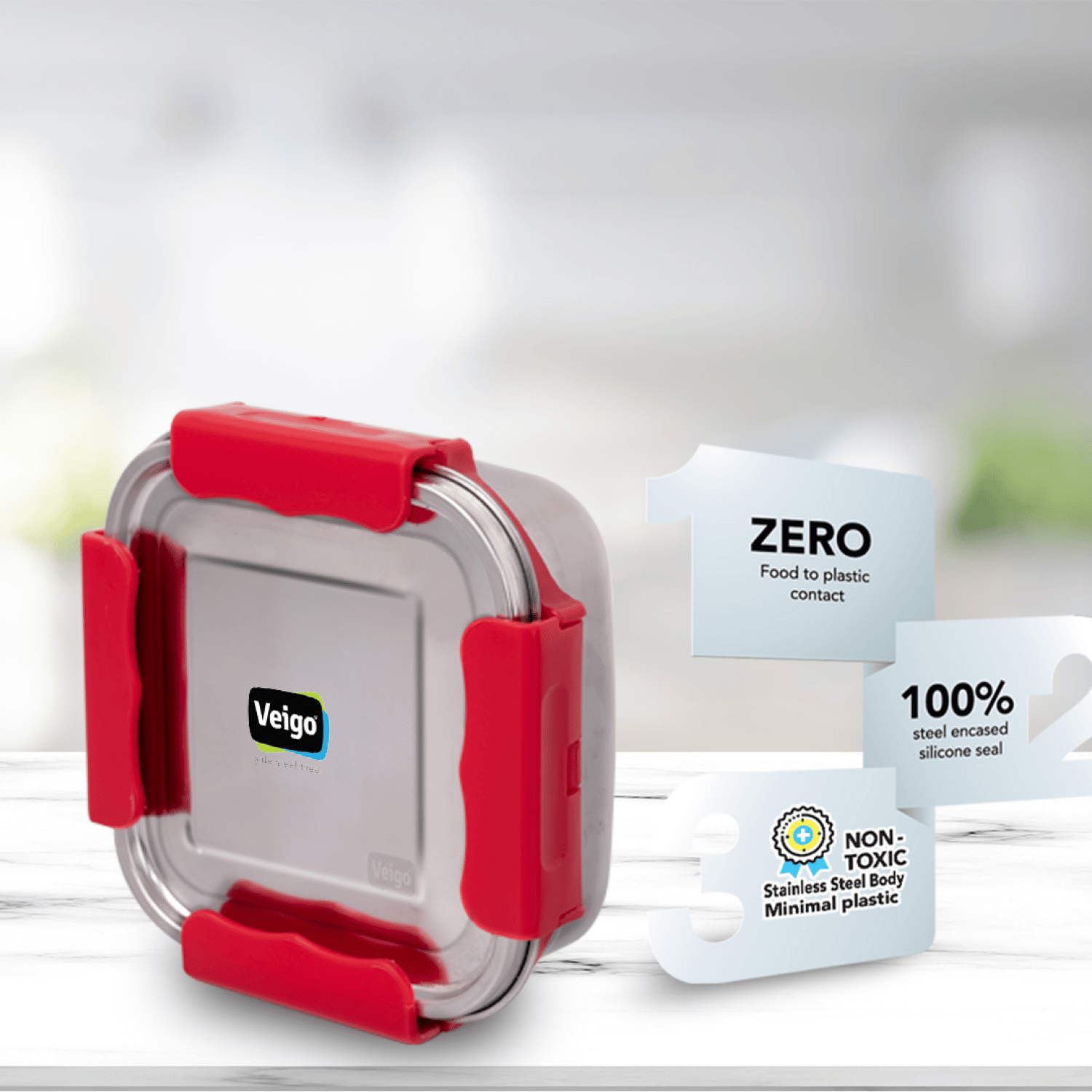 Veigo Medium MaxoSteel Stainless Steel Lunch Box
