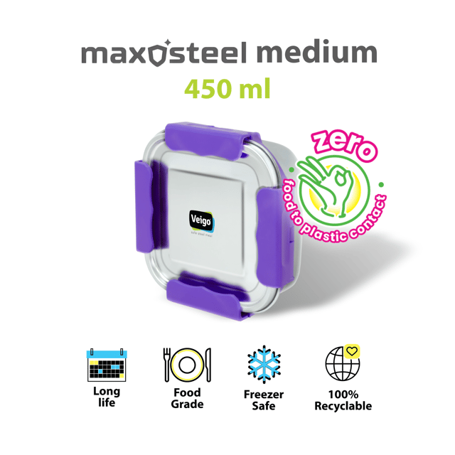Veigo Medium MaxoSteel Stainless Steel Lunch Box