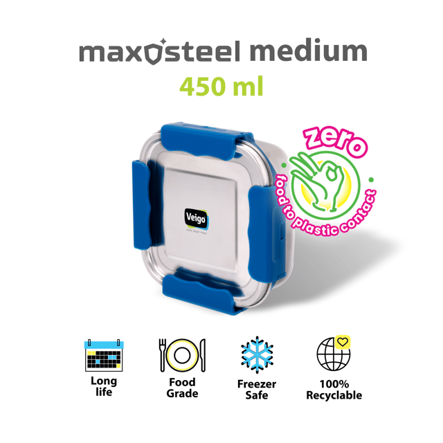 Veigo Medium MaxoSteel Stainless Steel Lunch Box