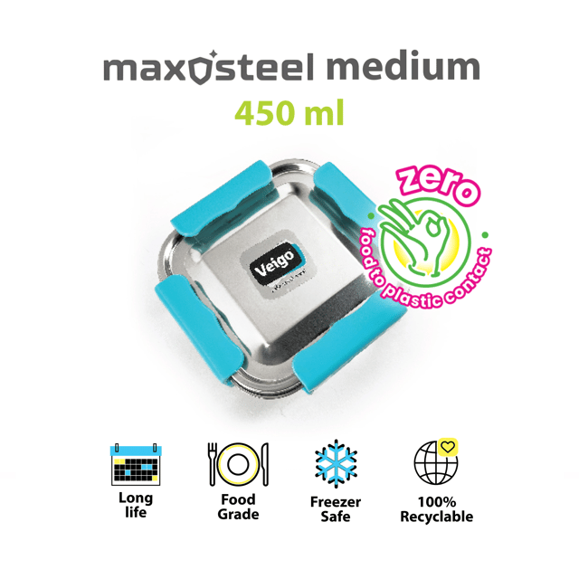 Veigo Medium MaxoSteel Stainless Steel Lunch Box