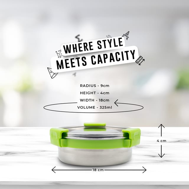 Veigo Maxosteel Stainless Steel Round Storage Box with Reversible Clip Mechanism
