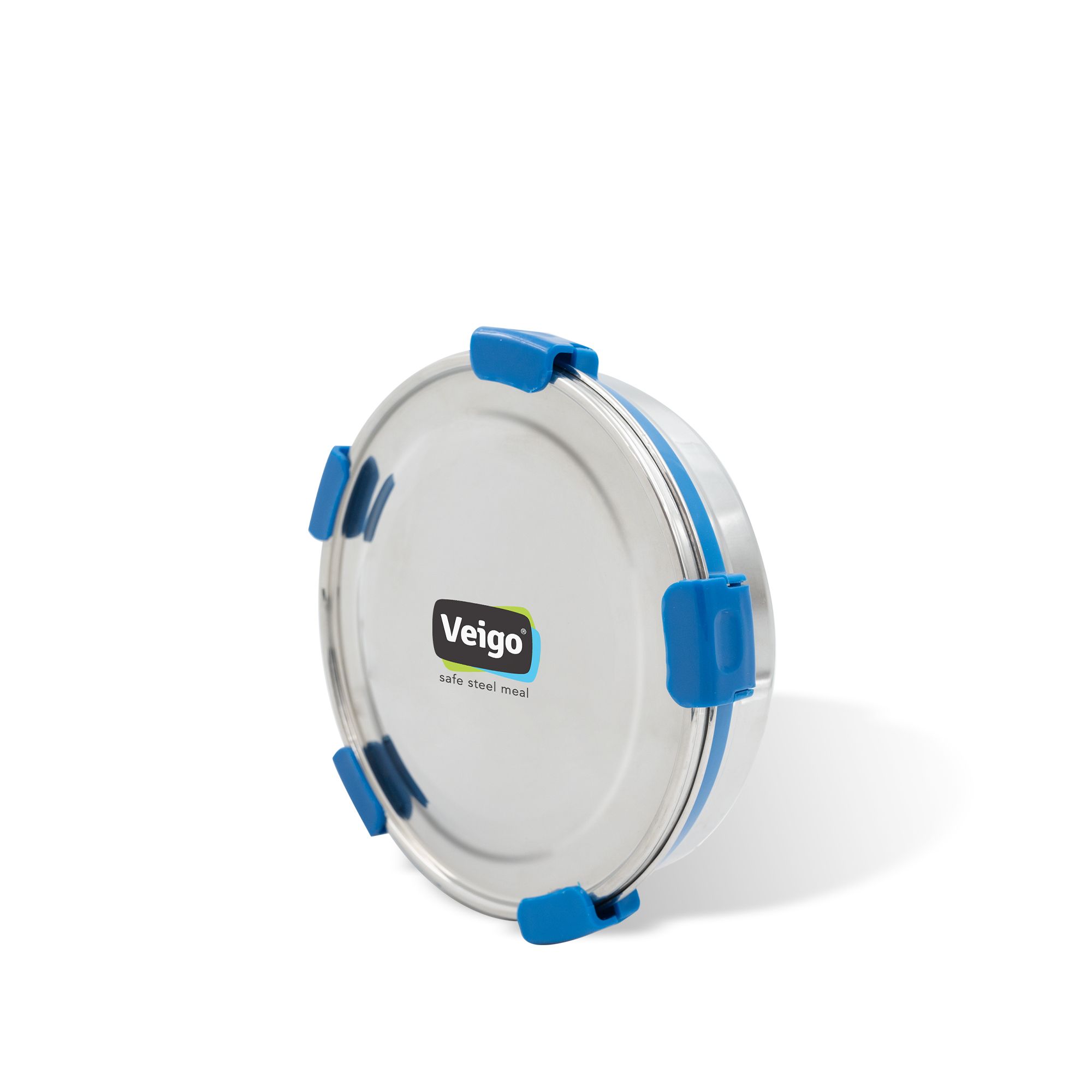 Veigo Maxosteel Stainless Steel Round Storage Box with Reversible Clip Mechanism