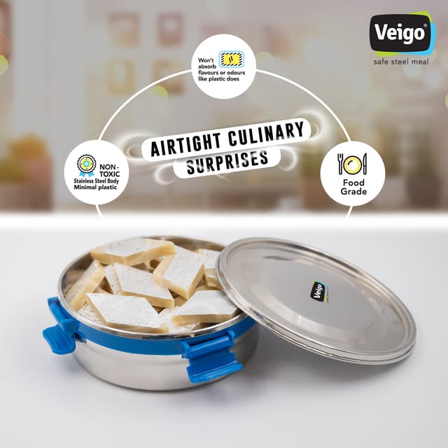 Veigo Maxosteel Round Storage Box- Set of 2 Veigo Maxosteel Round Storage Box- Set of 2