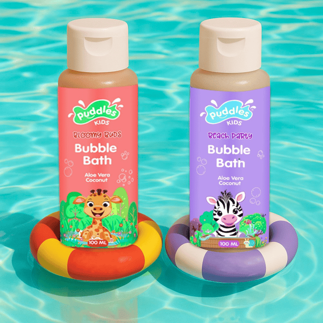 Puddles Kids Tear-Free Bubble Bath and Bodywash Duo- Pack of 2 (2*100 ML)