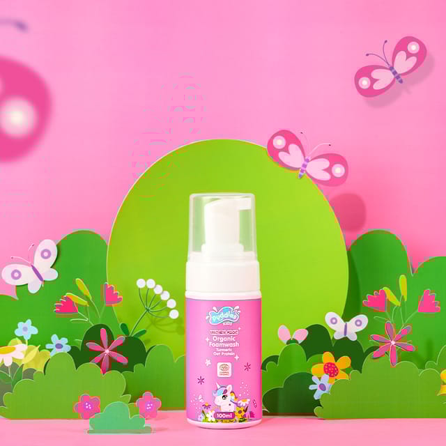 Puddles Kids Organic Foaming Body Wash | Unicorn Magic Foam Body Wash – Chemical-Free, Paraben-Free, Sulfate-Free, Vegan – 100ml