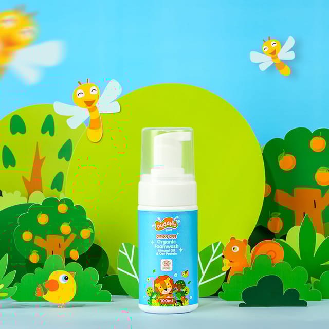 Puddles Kids Organic Foaming Body Wash | Curious Cubs Foam Body Wash – Chemical-Free, Paraben-Free, Sulfate-Free, Vegan – 100ml